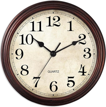 Wall Clock, 9 Inch Silent Non Ticking Classic Battery Operated Clocks, by HYLANDA