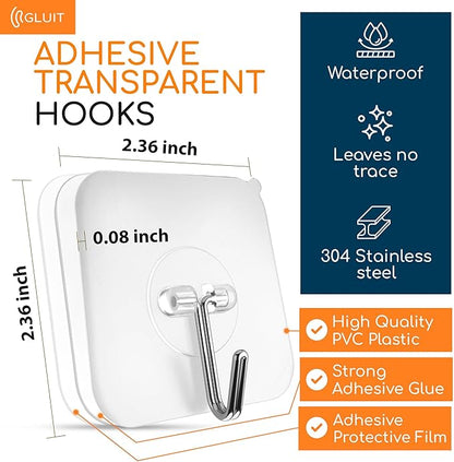 GLUIT Adhesive Wall Hooks for Hanging Heavy Duty 22 lbs Hooks for Walls No Drill - Image 3