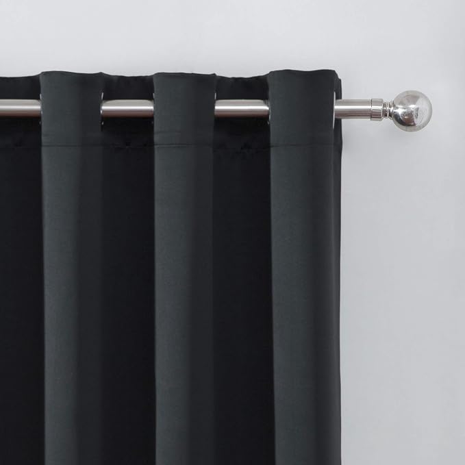 LEMOMO Black Blackout Curtains 66 x 63 Inch Length/Set of 2 Curtain - Image 6