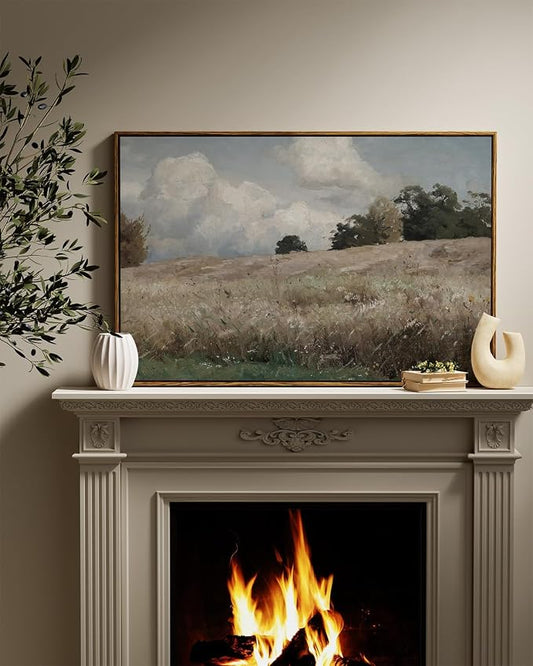 InSimSea Framed Canvas Wall Art Vintage Decor, Farmhouse Scenery Vast Field - Image 2