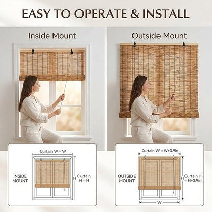 Bamboo Roller Shades for Outdoor Patio, Bamboo Blinds, UV Protection, Light - Image 8