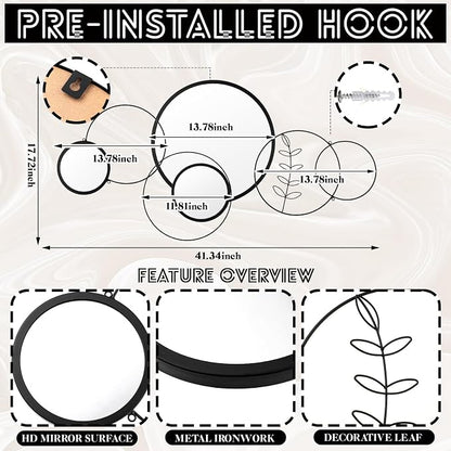 Hicarer Wall Mirror Decorative 41.34'' x 17.72'' Round Modern Metal Wall - Image 4