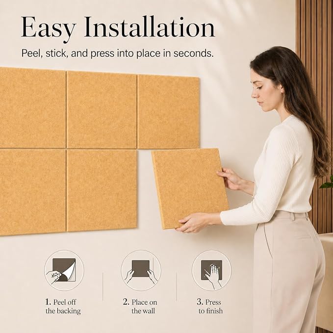 Large Cork Boards for Walls – 48" x 36" Self Adhesive Felt Wall Tiles - Image 4