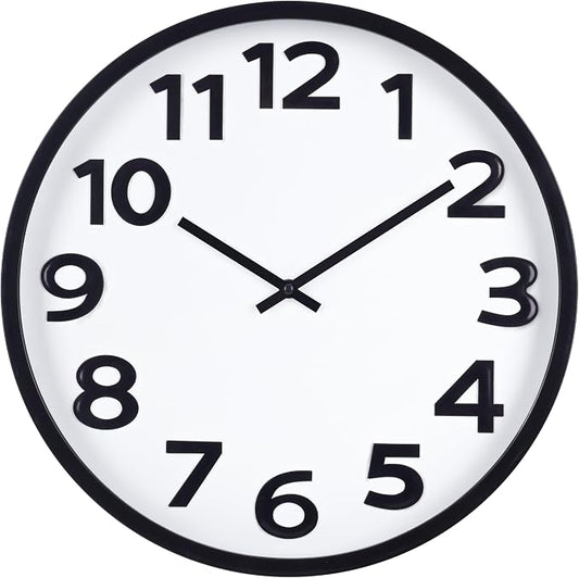Large Wall Clock 16 Inch Silent Non-Ticking Modern Big Number Wall Clocks by HorizentWallClock