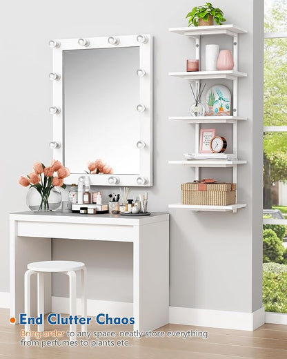 Harwaya White 5 Tier Wall Shelf Unit - Image 7