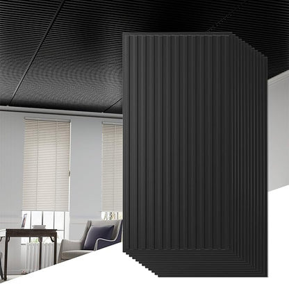 Giantex 12 Pack Fluted PVC Wall Panels, Glue Up or Drop Ceiling Panel, by Giantex