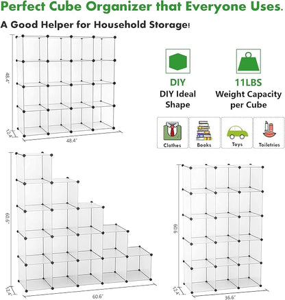 C&AHOME Cube Storage Organizer, 16-Cube Shelves Units, Plastic Storage Cubes - Image 3