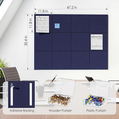 MaxGear Large Cork Board for Wall 48" x 36" Dark Blue Bulletin Board, 12 Pack - Image 5