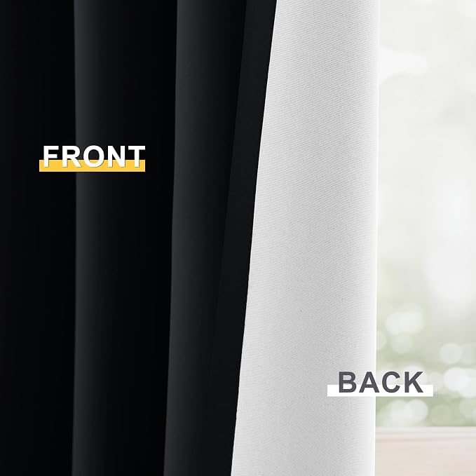 Yakamok 100% Blackout Curtain Panels 63 inches Cold and Light Blocking Drapes - Image 6