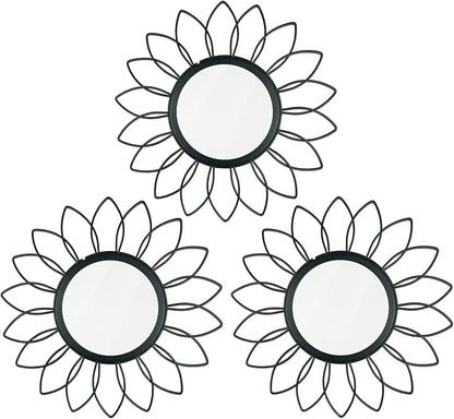 3 Pack Metal Mirrors for Wall Sunburst Wall Mirrors Home Décor Decorative by Uaussi
