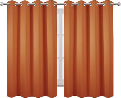 LEMOMO Orange Blackout Curtains 52 x 54 Inch Length/Set of 2 Curtain - Image 2