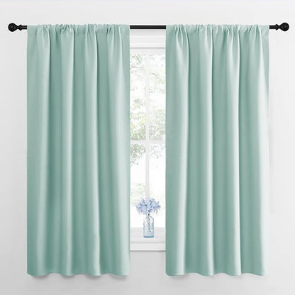 NICETOWN Bedroom Curtains Blackout Draperies, Aqua Blue, 1 Pair, 34-inch W x by NICETOWN