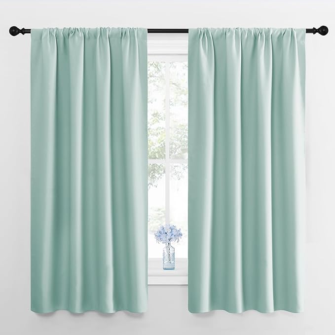 NICETOWN Window Curtains for Bedroom, Aqua Blue, 2 Panels, W42 x L48 -Inch by NICETOWN