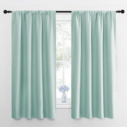 NICETOWN Window Curtains for Bedroom, Aqua Blue, 2 Panels, W42 x L48 -Inch by NICETOWN