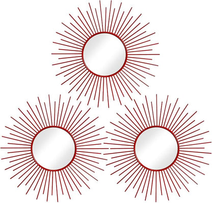 3 Pack Metal Mirrors for Wall Sunburst Wall Mirrors Home Décor Decorative by Uaussi