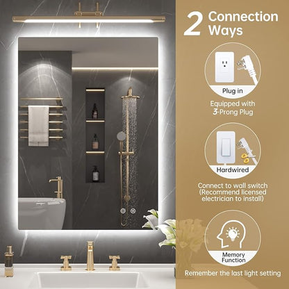 LOVESPEJO 22"x30" Backlit Mirror Bathroom, Lighted Bathroom Mirror - Image 7