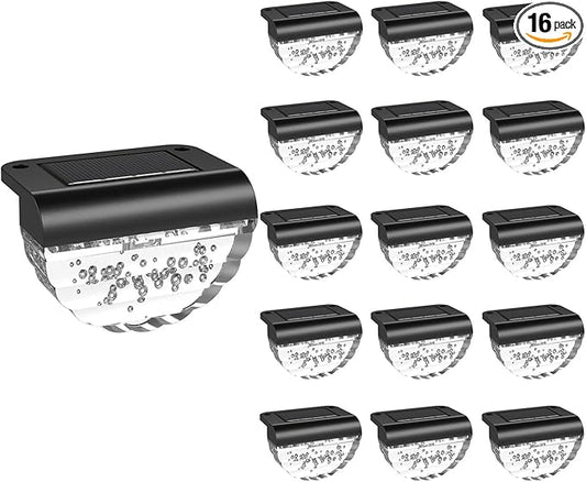 16 Pack Solar Deck Lights Outdoor, Solar Step Lights Waterproof for Outside, Yard, Patio, Garden, Pool, Railing, Stairs, Fence (Color Changing)