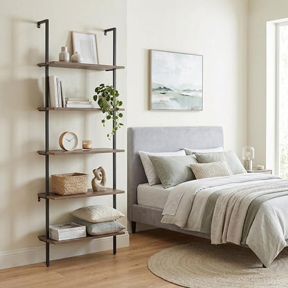 aboxoo Ladder Shelf Open Bookshelf 5-tier Wood Wall-mounted Bookcase Storage - Image 8