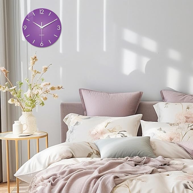 XFM Purple Wall Clock for Women Girls Bedroom 20 Inch Modern Simple Wall Clocks - Image 3