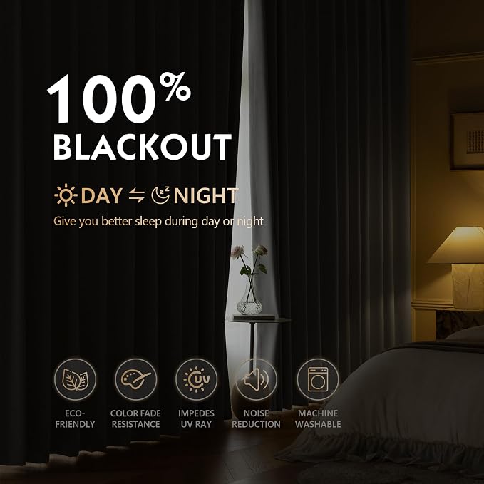 FMFUNCTEX 100% Light Grey Blackout Curtains - Image 4