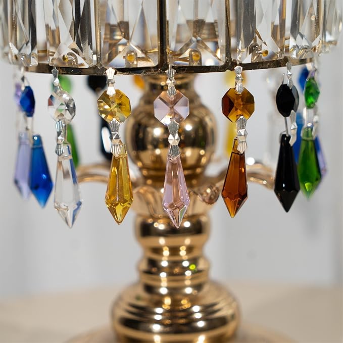 HDCRYSTALGIFTS 40pcs Rainbow Colors Crystal Icicle Pendant Chandelier Teardrop Prisms Drops Lamp Candle Holders Curtain DIY Parts,38mm