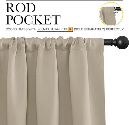 NICETOWN 2 Panels Blackout Curtains, Rod Pocket Thermal Insulated Drapess - Image 2