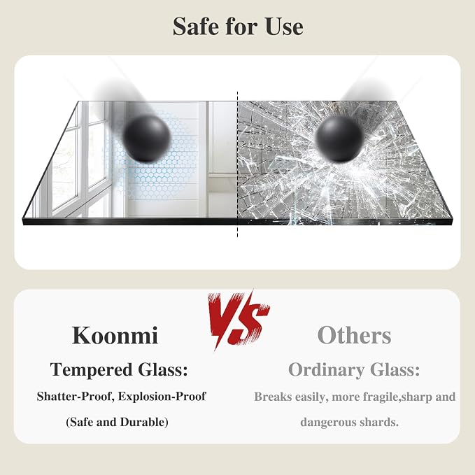 Koonmi Black Mirrors for Wall, 36x48 Inch Bathroom Mirror, Rectangular Wall - Image 5