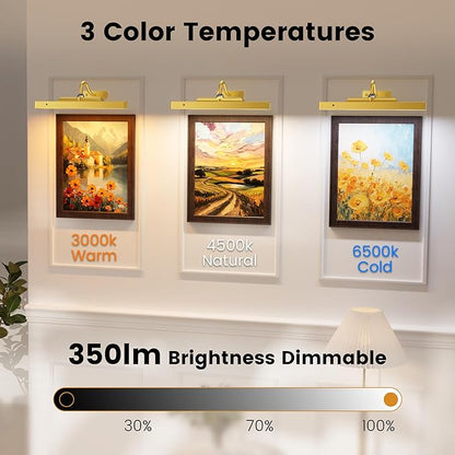 3 Pack Gallery Lights for Wall, 4400mAh Rechargeable Picture Lights - Image 2