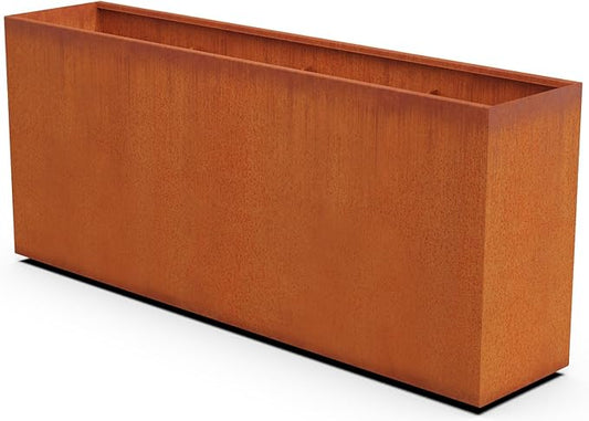 Corten Steel Planter Rectangle Outdoor Metal Garden Box Heavy Duty | Made in USA | Fully Assembled