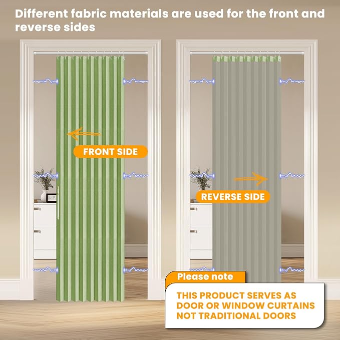 AJAZZ 100% Blackout Magnetic Door Curtain Accordion Door Accordion Doors - Image 3