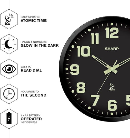Sharp Glow in the Dark Atomic Analog Wall Clock - Image 3