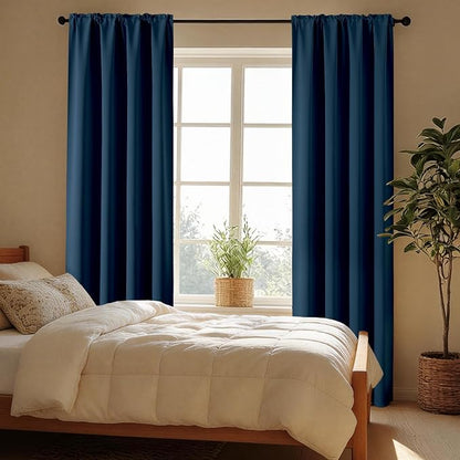 CUCRAF Navy Blue Blackout Curtains 108 inch Length 2 Panels Set, Rod Pocket - Image 6