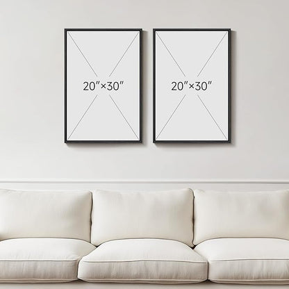 Framed Neutral Abstract Wall Art, 2 Piece Large Modern Black Beige Brown Canvas - Image 3