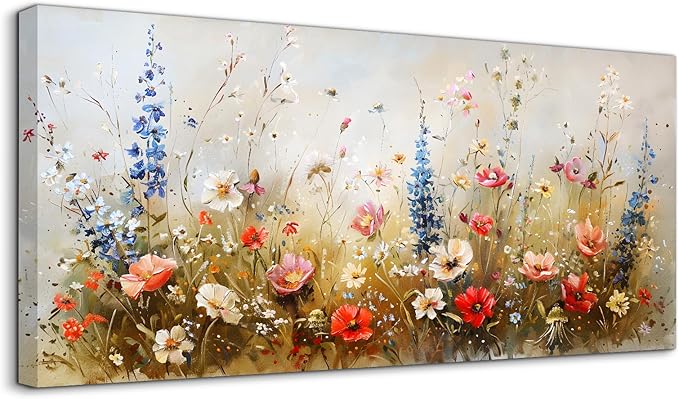 SERIMINO Spring Wildflower Wall Art, Nature Botanical Floral Large Artwork by SERIMINO