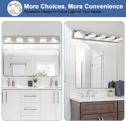360° Rotate LED Bathroom Vanity Light Fixtures, 2100LM Acrylic Brushed Nickel - Image 8