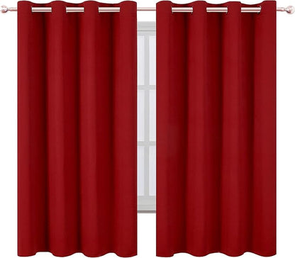 LEMOMO Red Blackout Curtains/52 x 63 Inch/Set of 2 Panels Room Darkening - Image 2