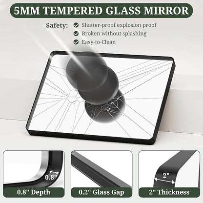 Bathroom Mirror 40x30 Inch Black Metal Frame Rectangle Vanity Mirror - Image 7