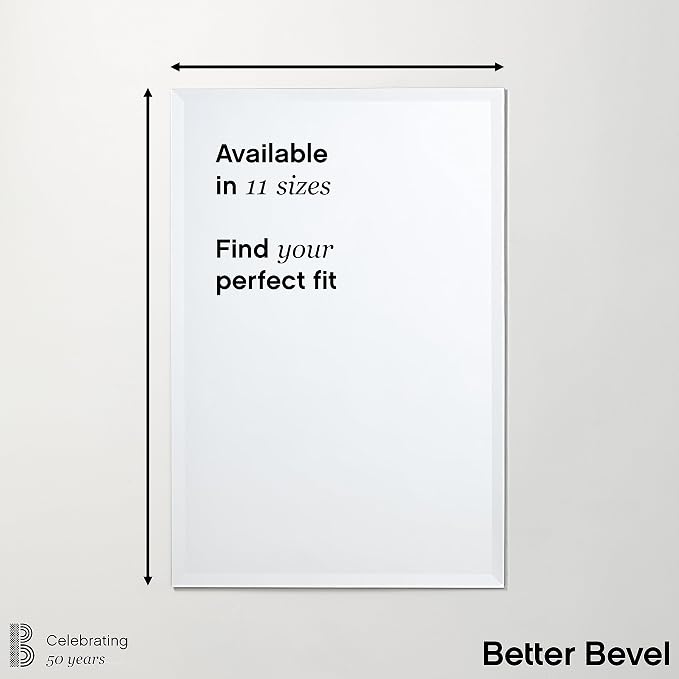Better Bevel Frameless Rectangle Mirror, 16-in x 24-in Bathroom Wall Mirror - Image 5