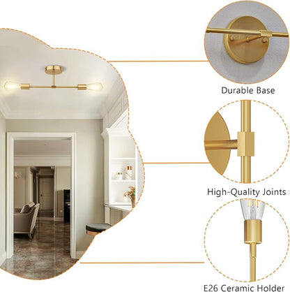 FadimiKoo 2-Light Golden Bathroom Wall Sconces Lighting, Modern Vanity Light - Image 4
