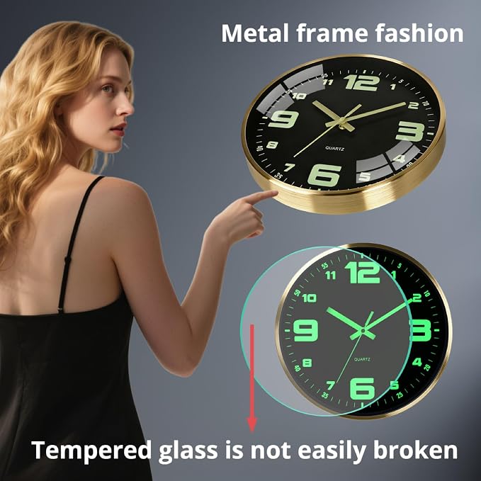 12-inch wall clock, powered by AA batteries, silent operation, large font - Image 3