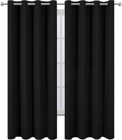 LEMOMO Blackout Curtains 52 x 84 inches Long Black Curtains Set of 2 Panels - Image 2