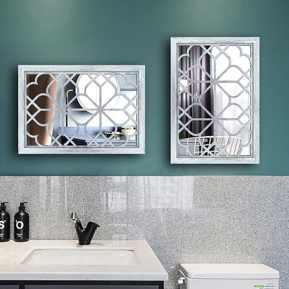Wocred Set of 2 Rectangular Wall Mirror, Gorgeous Rustic Farmhouse Accent Mirror - Image 6