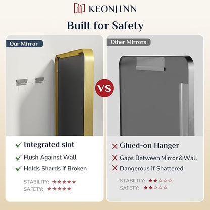 Keonjinn Gold Bathroom Mirrors for Over Sink, 24” x 30” Rounded Rectangle - Image 7