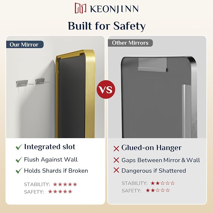 Keonjinn Gold Bathroom Mirrors for Over Sink, 28” x 36” Rounded Rectangle - Image 6