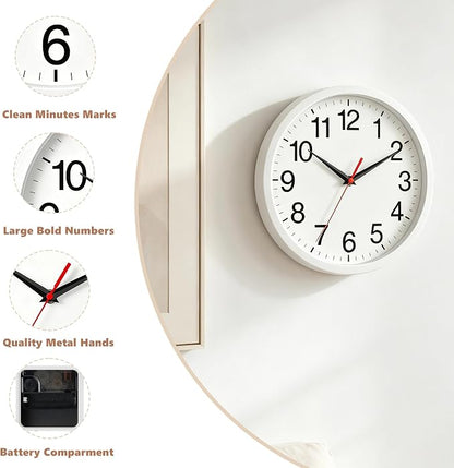 Rohioue Wall Clock Modern 10 Inch Battery Operated Silent Non Ticking Analog - Image 4