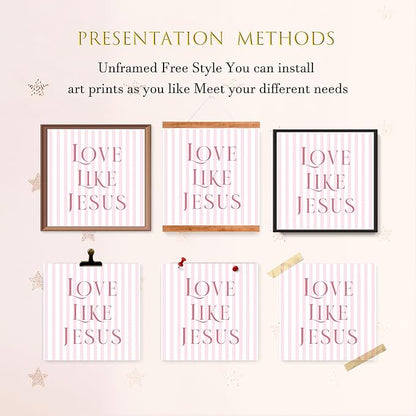 LARTSFRO Coquette Pink Bow Jesus Wall Art Decor Posters, Light Pink Bow - Image 4