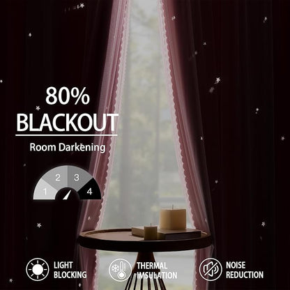 XiDi Pink Curtains for Bedroom, Girls Room Blackout Curtains, Kids Room - Image 6