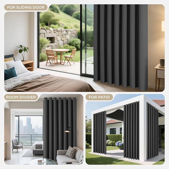 Joydeco Blackout Patio Sliding Door Curtains 96 Inches Long, Grommet Privacy - Image 8