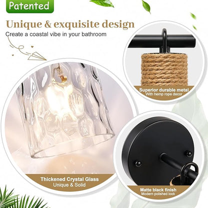 MOKATNG Set of 2 Wall Sconces for Bathroom, Coastal Modern Vanity Lights - Image 3