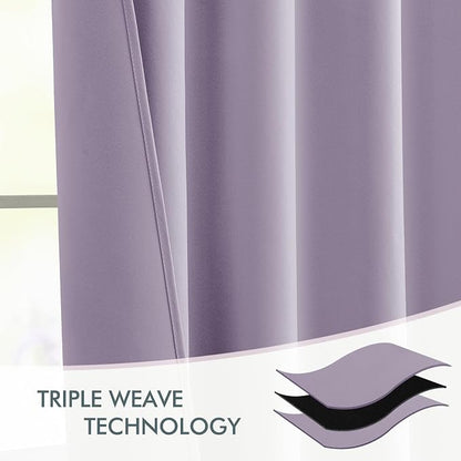 MIULEE Lilac Back Tab Blackout Curtain 96 Inch Long 2 Panels Set - Image 7